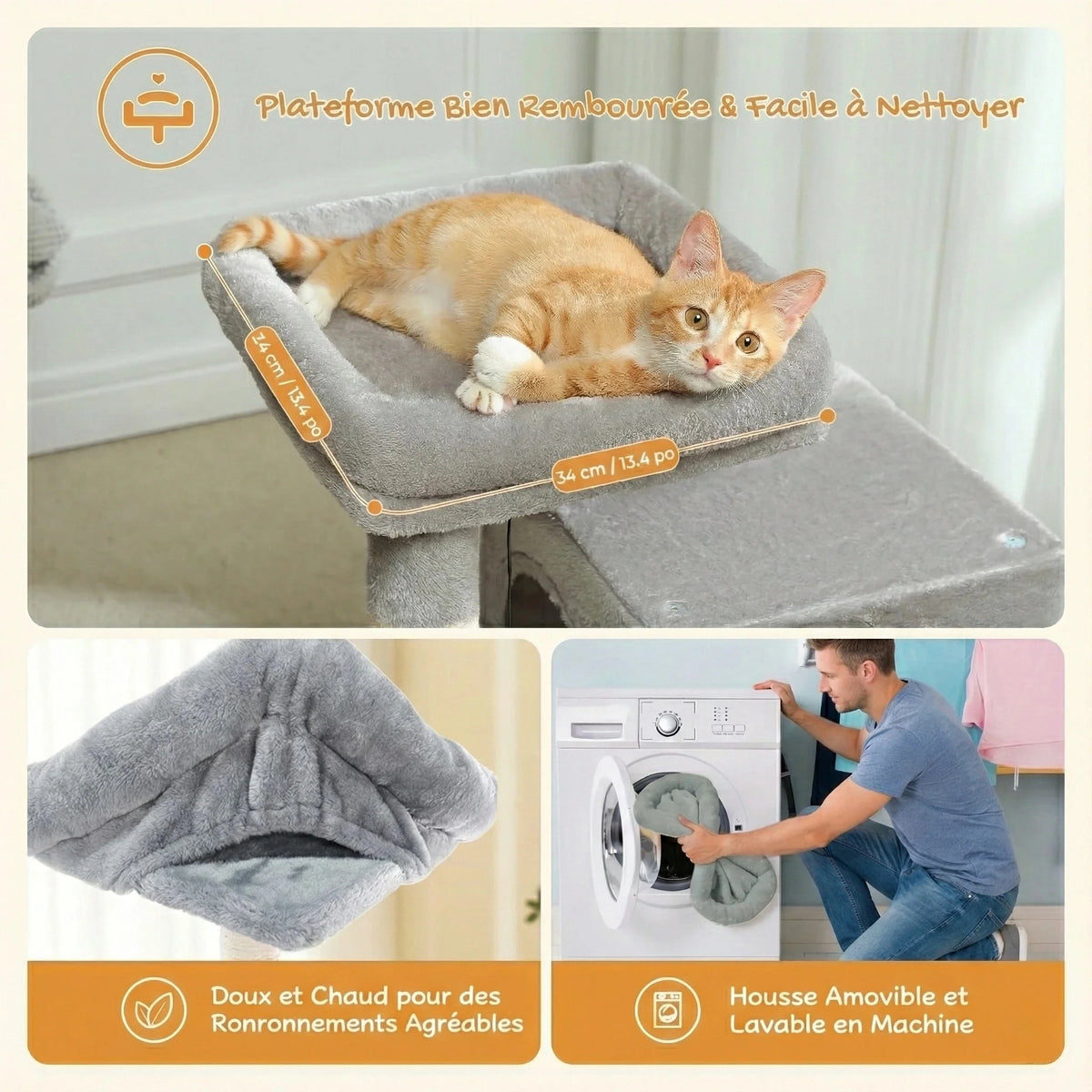 Arbre à chat - double niche & perchoir