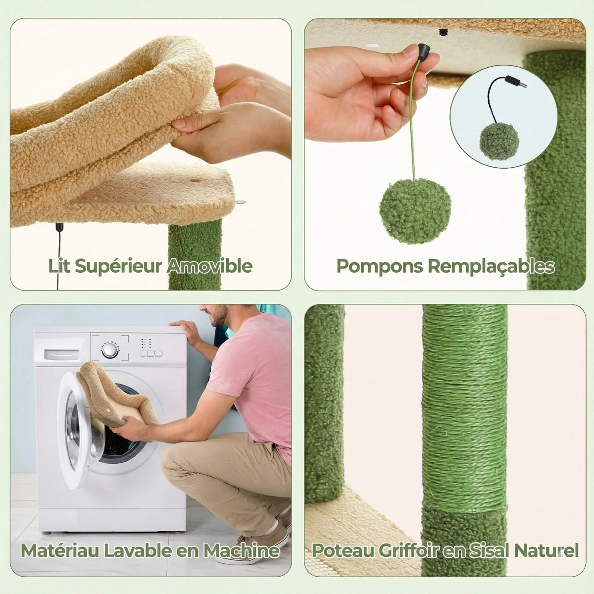 Arbre à chat - style cactus & nid intégré