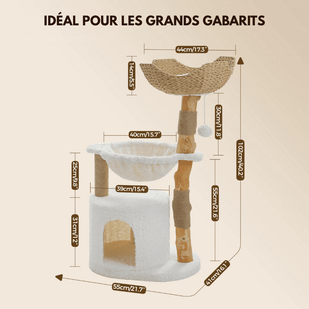 Arbre à chat en bois - nid d'oiseau