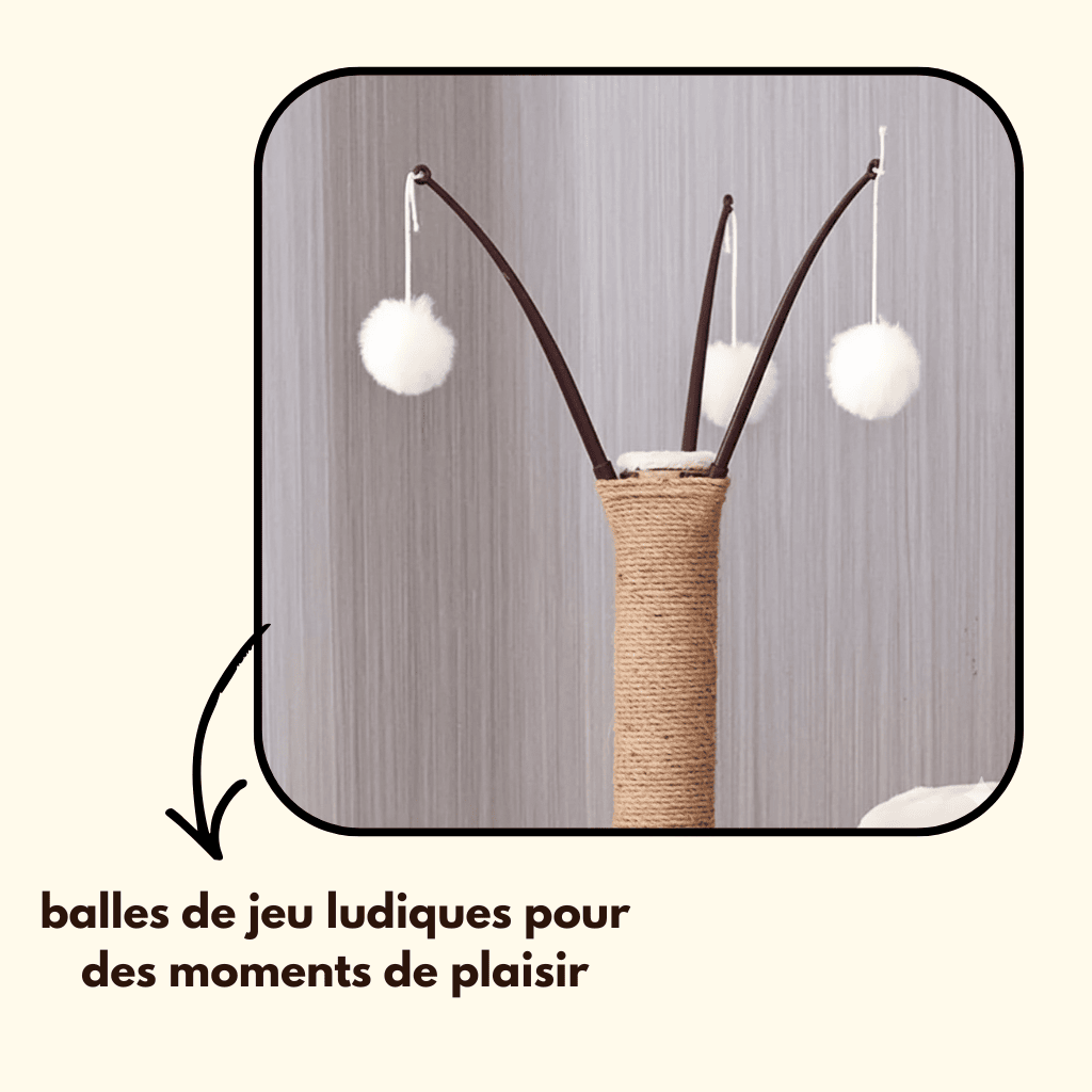 Arbre à chat en bois et jeux intégrés