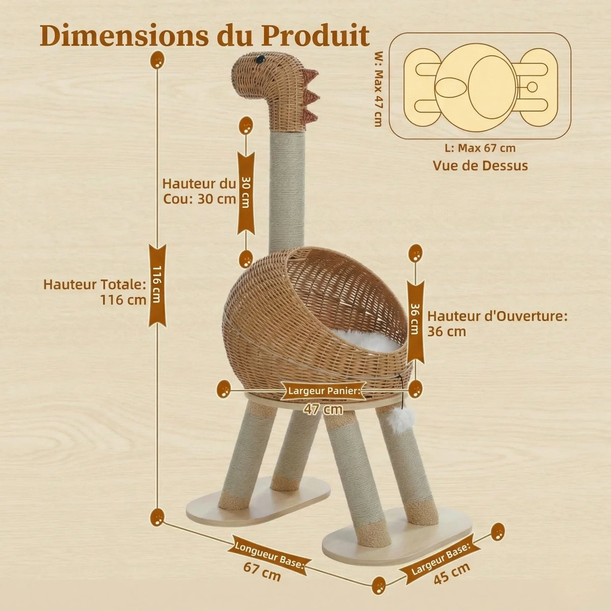 Arbre à chat - Dinausaure tressé