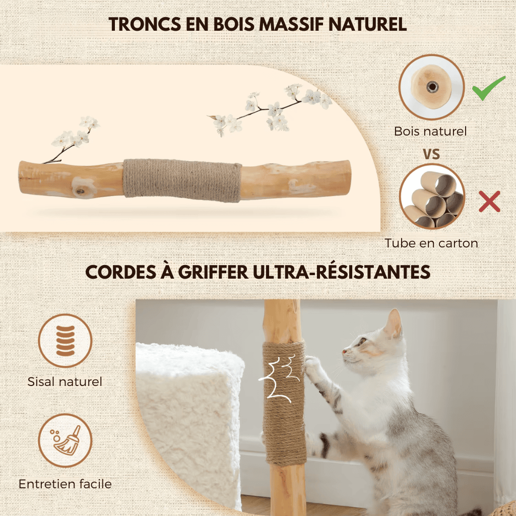 Arbre à chat en bois - nid d'oiseau