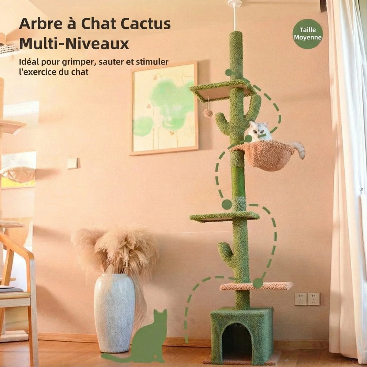 Arbre à chat - style cactus téléscopique