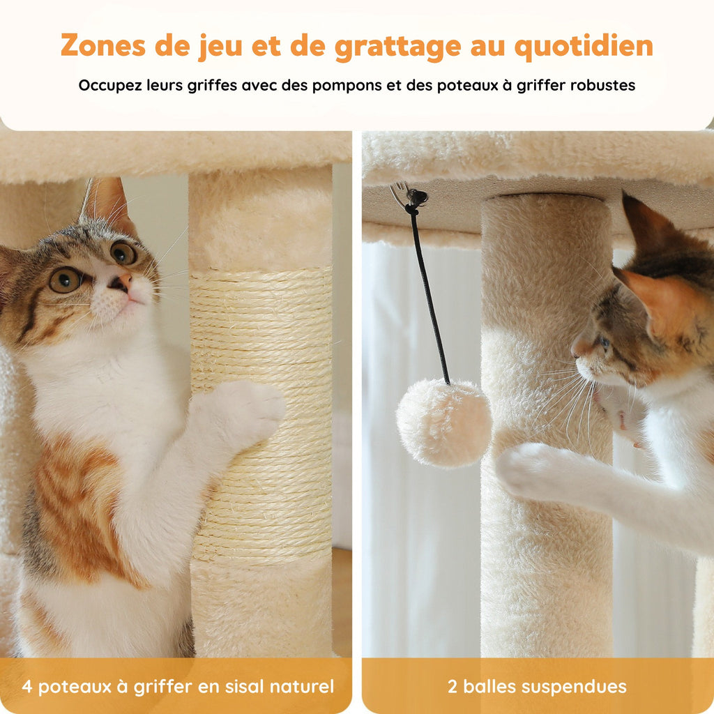 Arbre à chat grande taille 140 cm beige