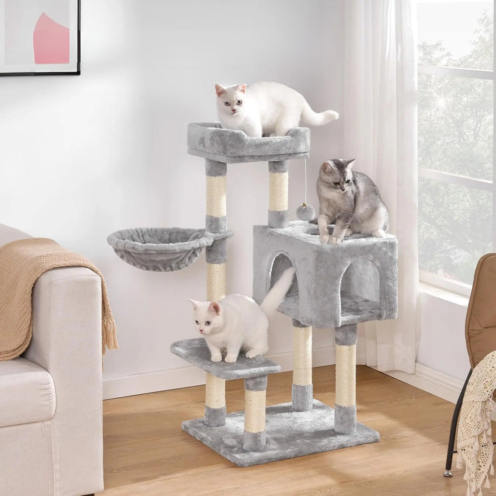 Arbre à chat grande taille gris pelucheux