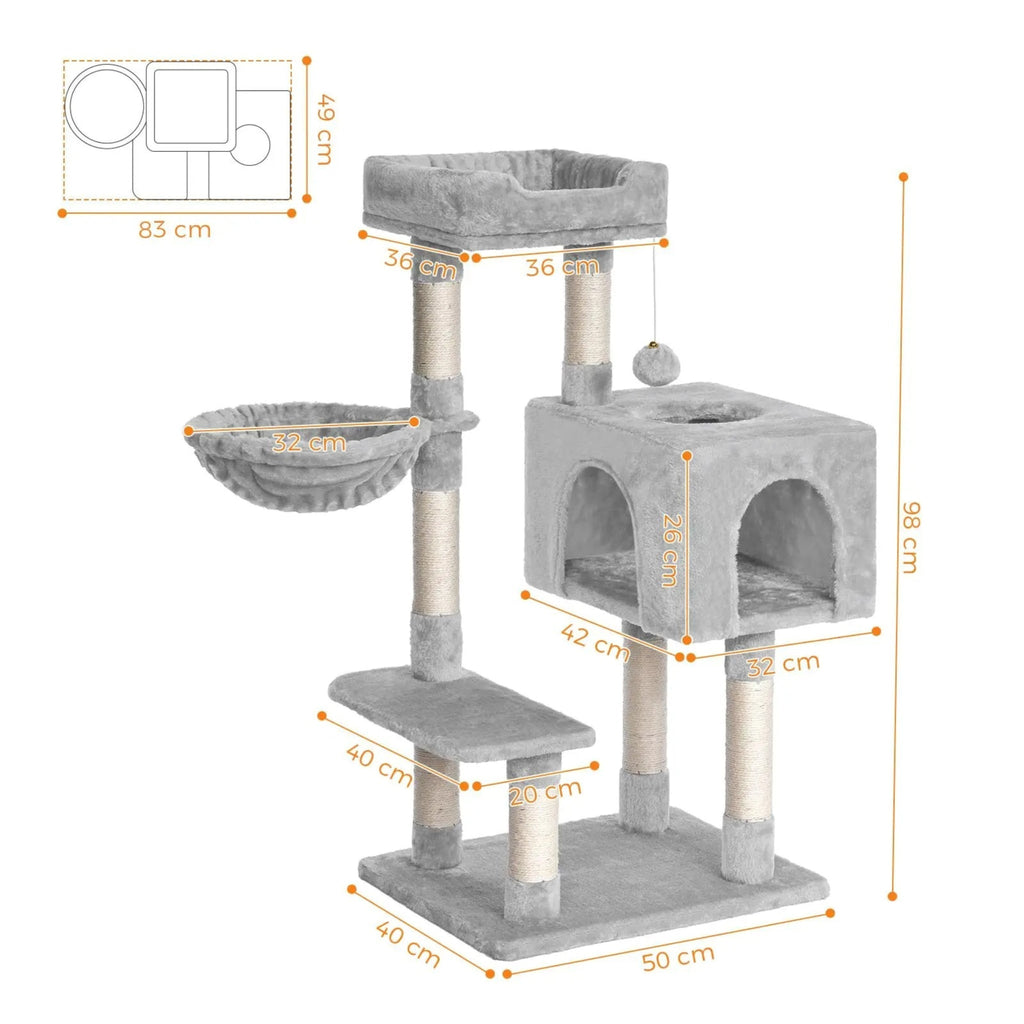 Arbre à chat grande taille gris pelucheux