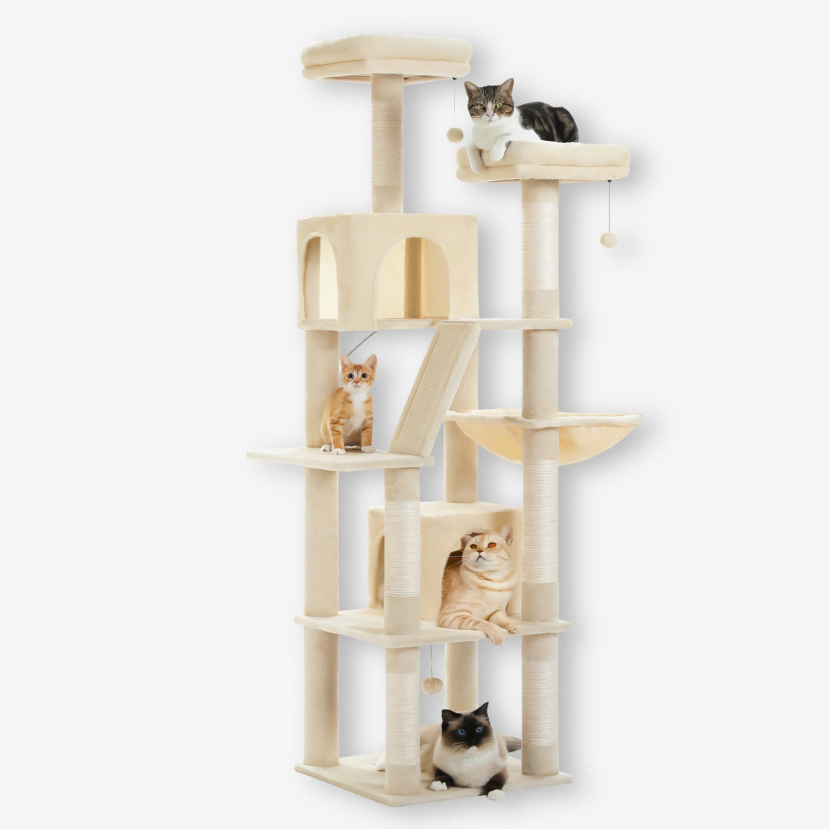 Arbre à chat xxl beige tissu et peluche