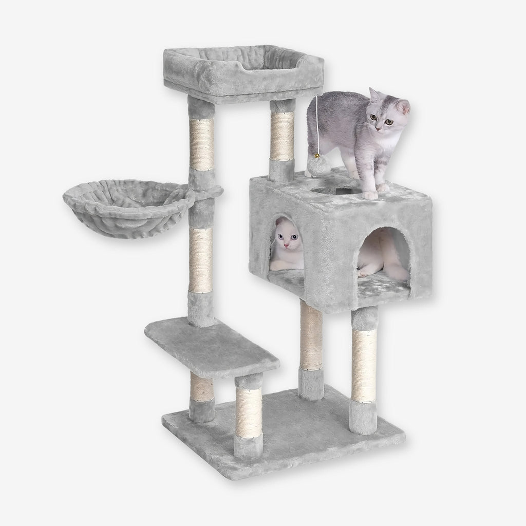 Arbre à chat grande taille gris pelucheux