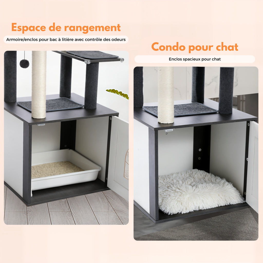 Arbre à chat en bois avec caisse