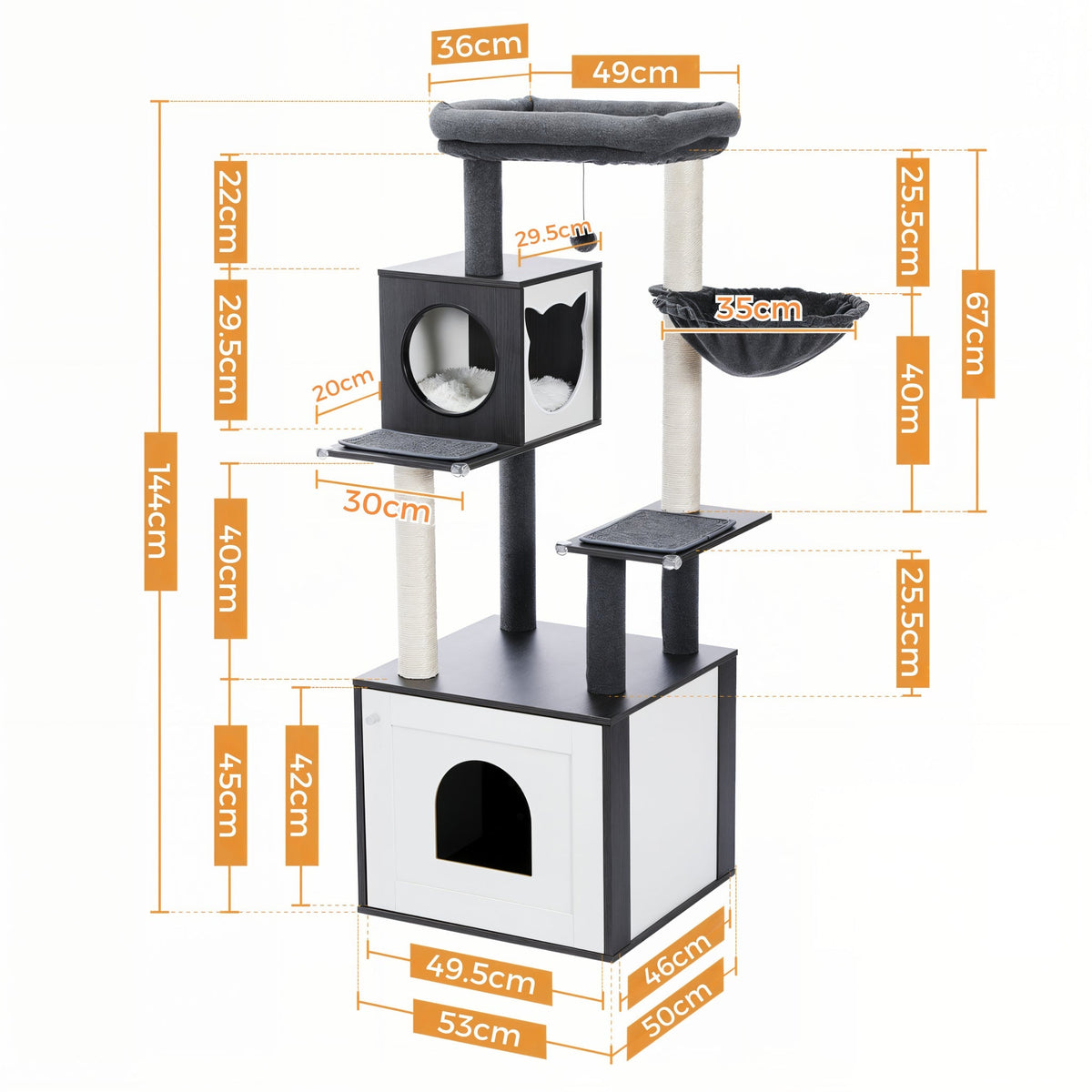 Arbre à chat en bois avec caisse