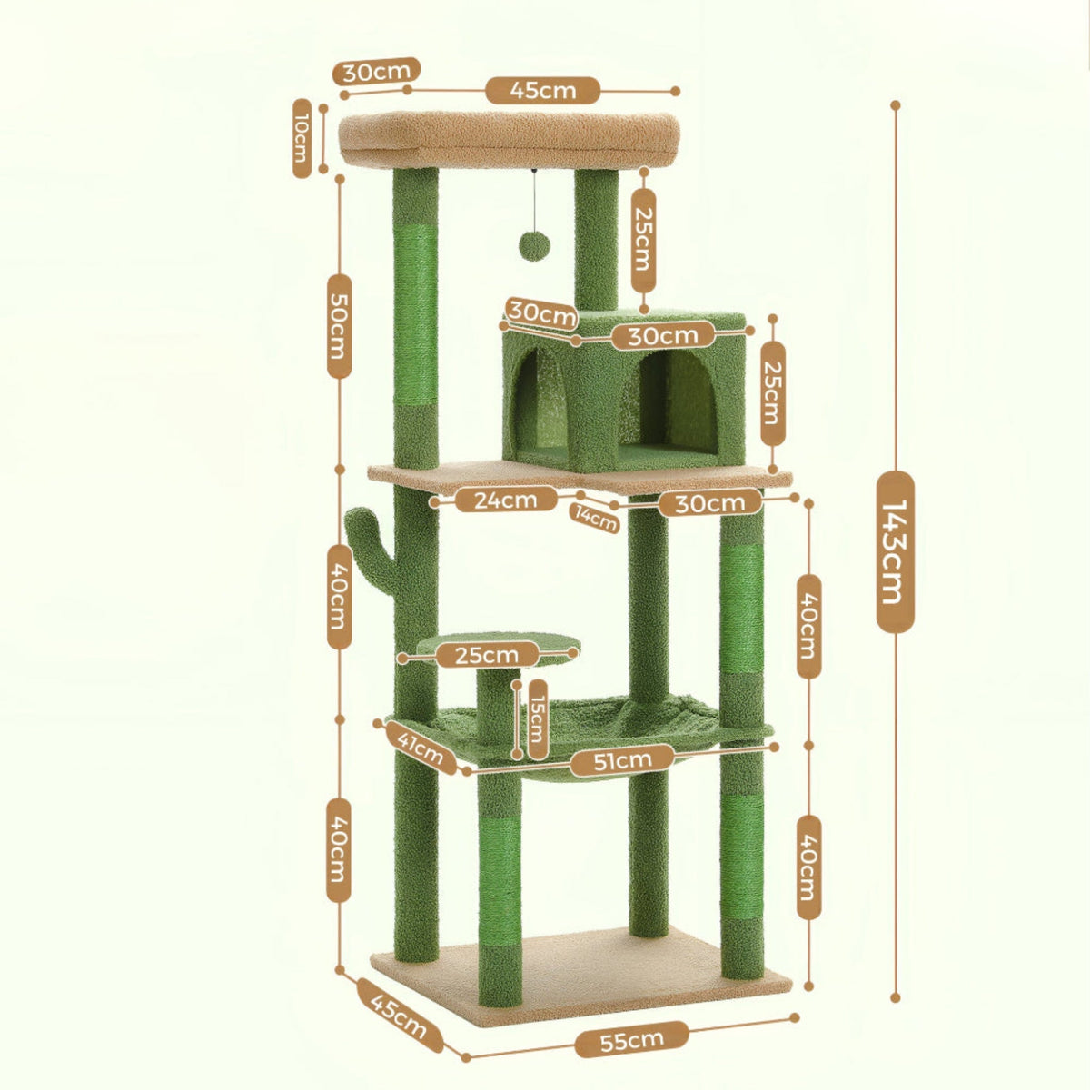 Arbre à chat cactus vert design
