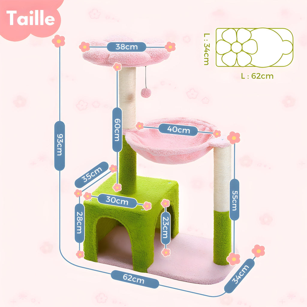 Arbre à chat vert fleur rose