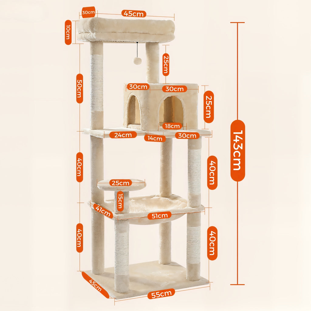 Arbre à chat grande taille beige pelucheux