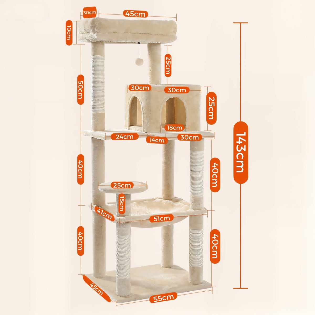 Arbre à chat grande taille beige pelucheux