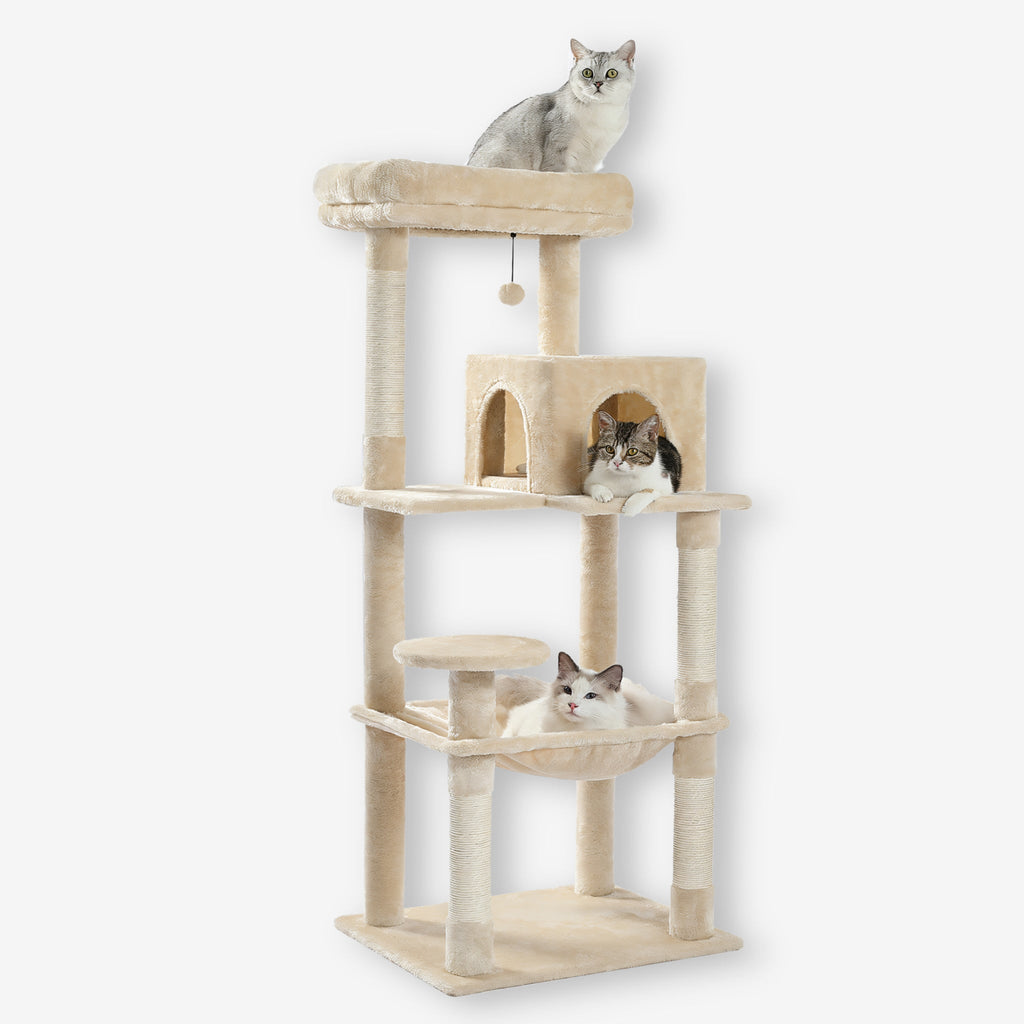 Arbre à chat grande taille beige pelucheux