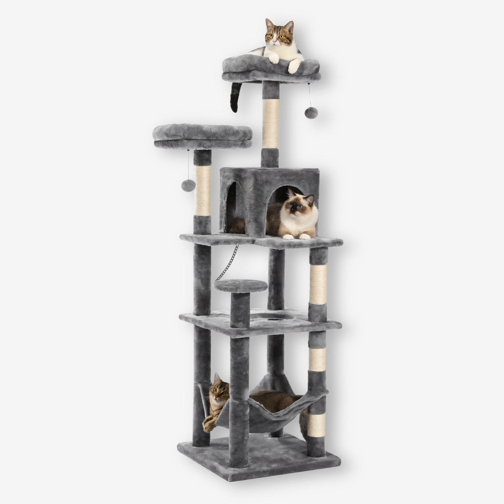 Arbre à chat gris  grande taille pelucheux