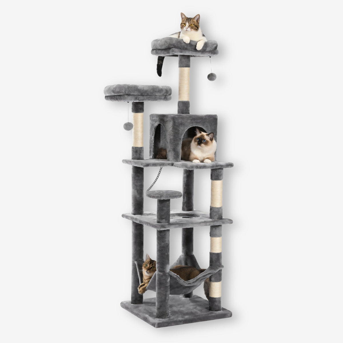 Arbre à chat gris  grande taille pelucheux