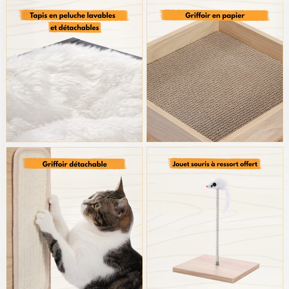 Arbre à chat en bois forme de meuble