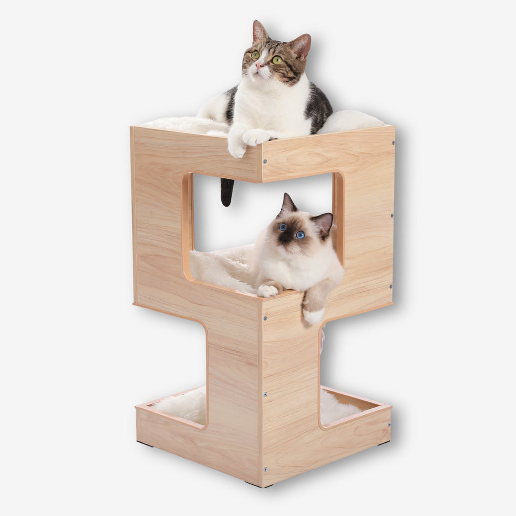 Arbre à chat en bois forme de meuble