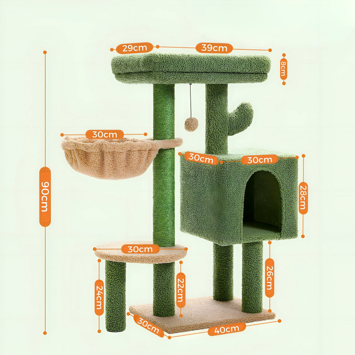 Arbre à chat vert original en forme de cactus