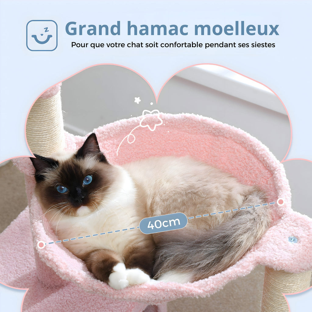 Arbre à chat bleu et rose original fleur