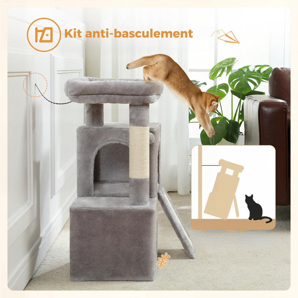 Arbre à chat petit taille gris pelucheux