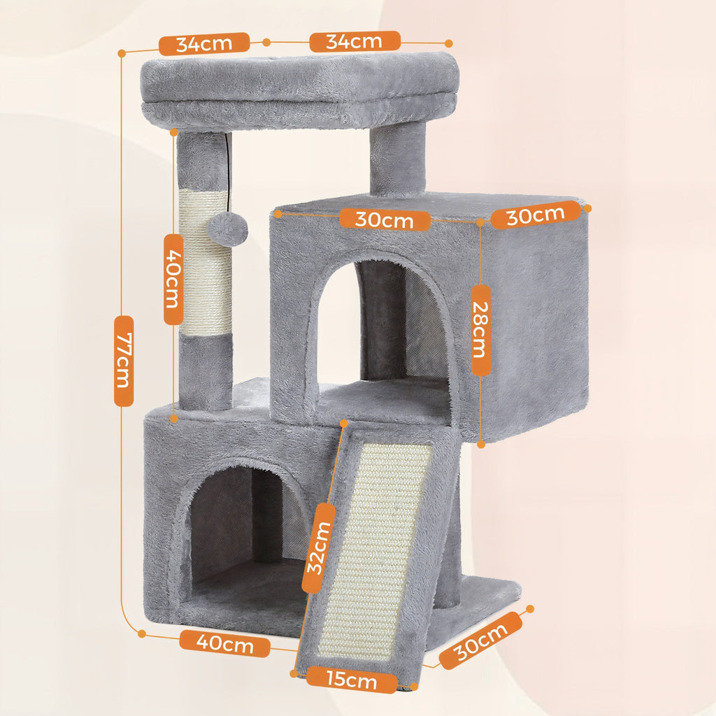 Arbre à chat petit taille gris pelucheux