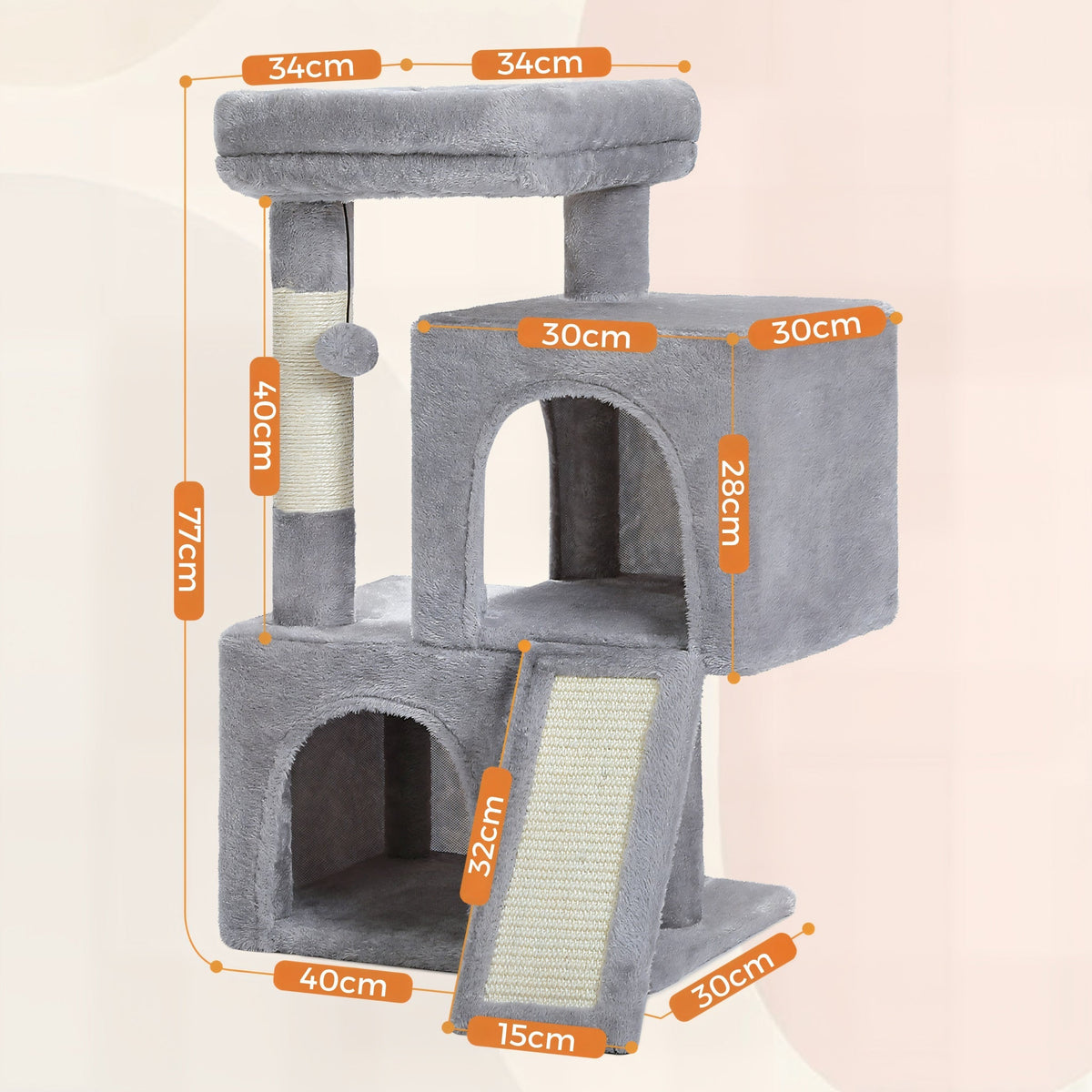 Arbre à chat petit taille gris pelucheux