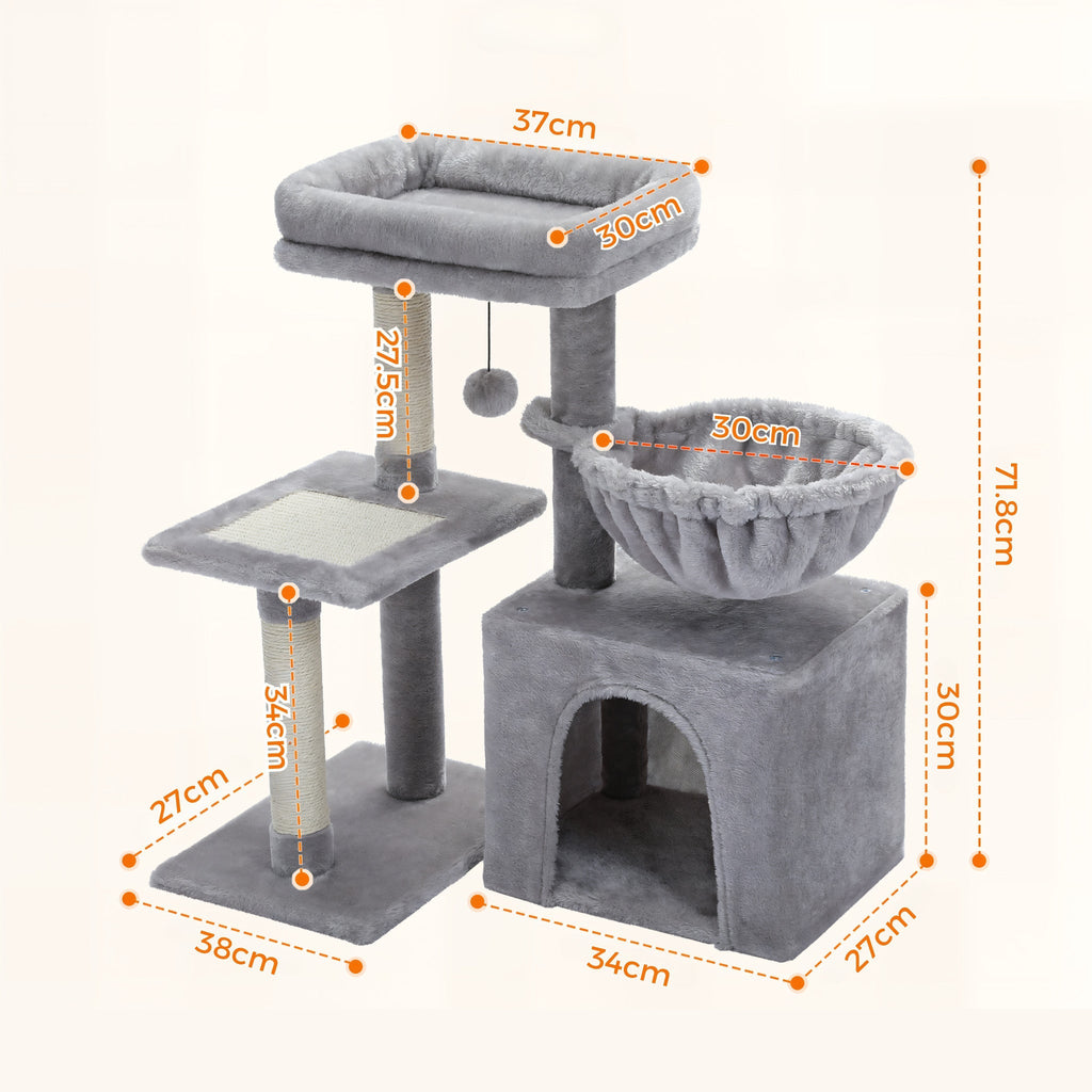 Arbre à chat gris peluche de petite taille