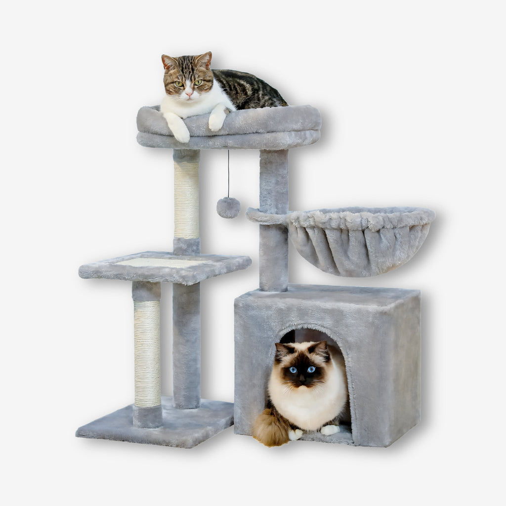 Arbre à chat gris peluche de petite taille