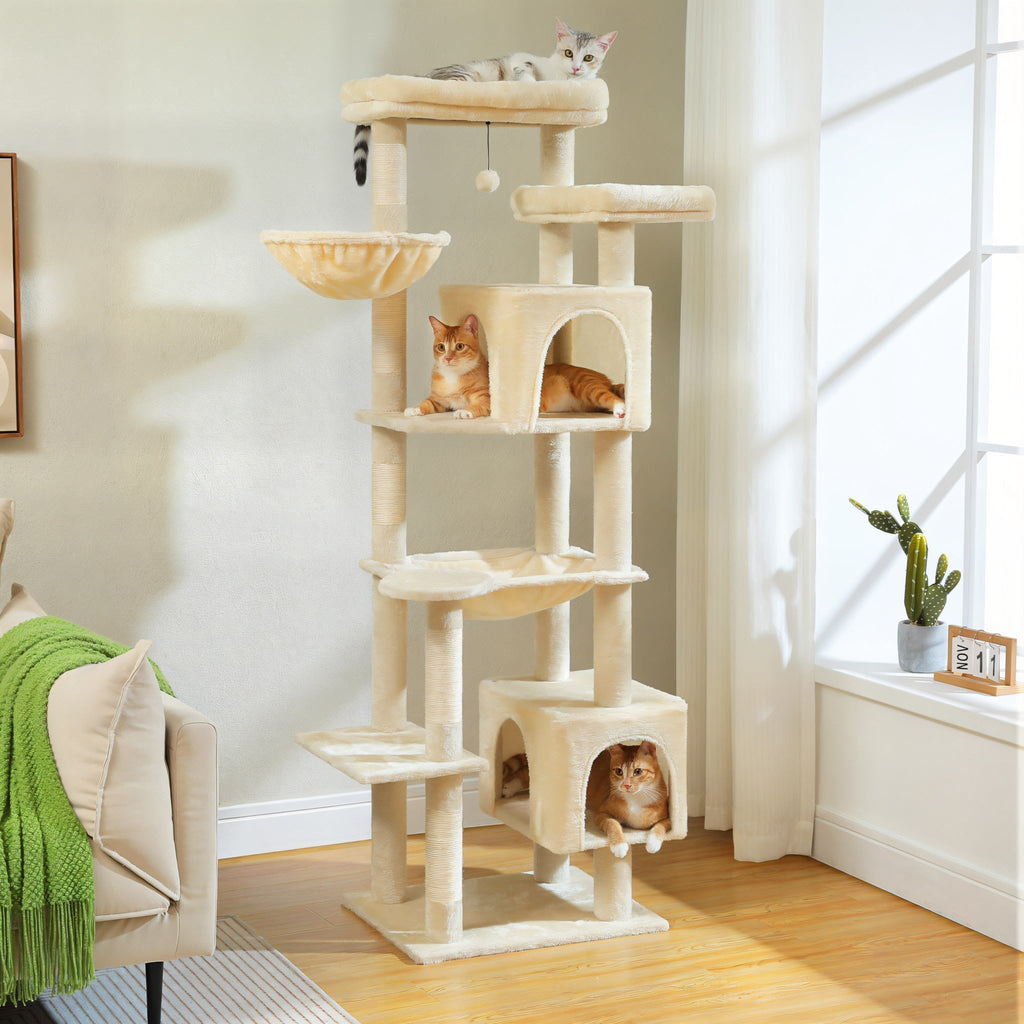 Arbre à chat xxl beige pelucheux