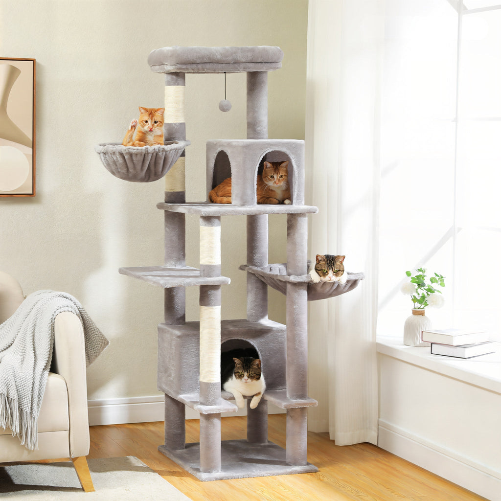 Arbre à chat pelucheux xxl gris