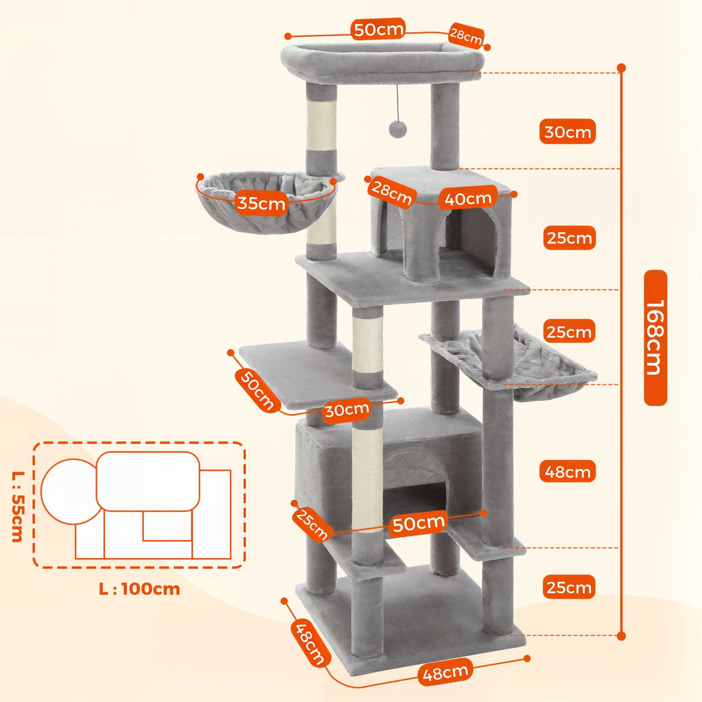 Arbre à chat pelucheux xxl gris