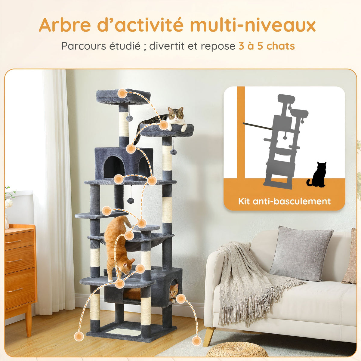Arbre à chat anthracite xxl