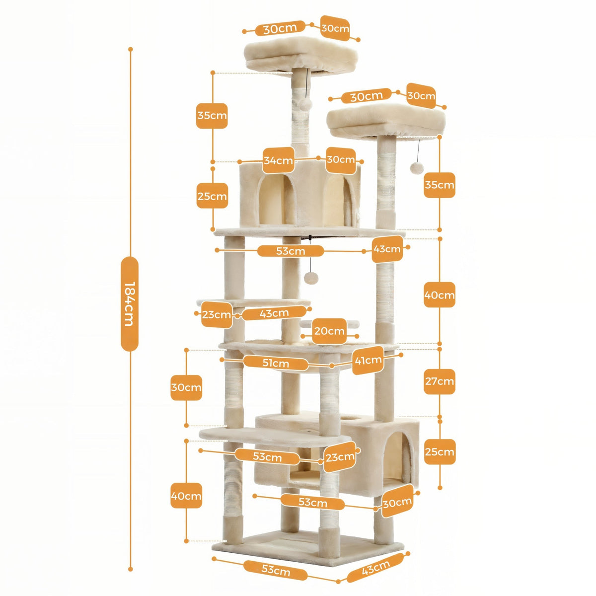 Arbre à chat xxl beige tissu pelucheux