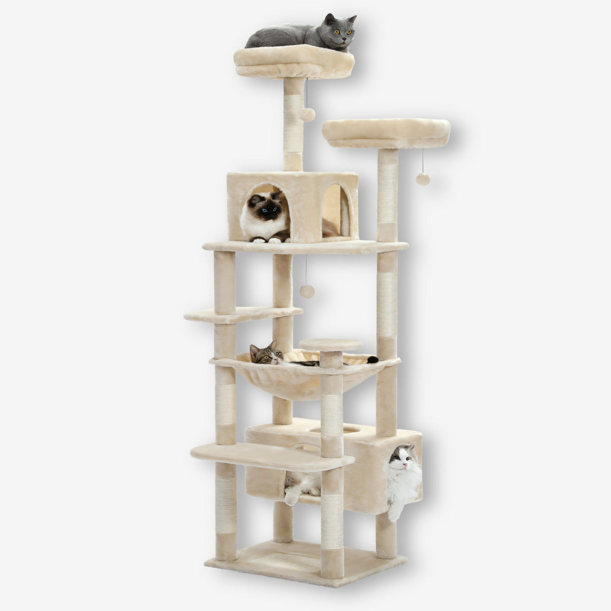 Arbre à chat xxl beige tissu pelucheux