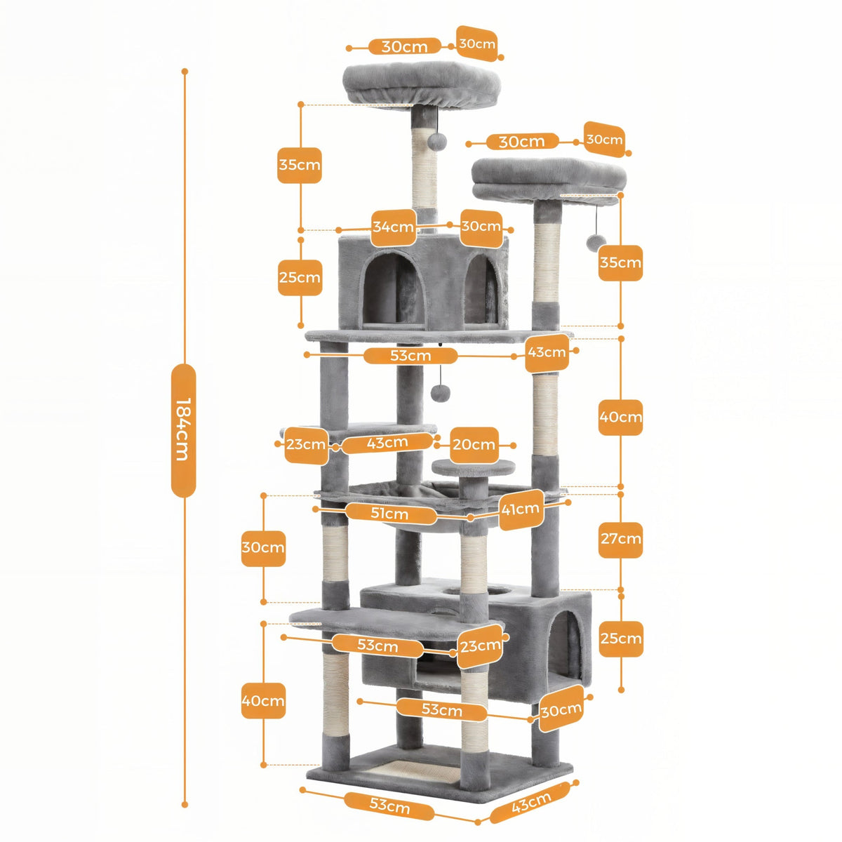 Arbre à chat xxl gris multiplateformes