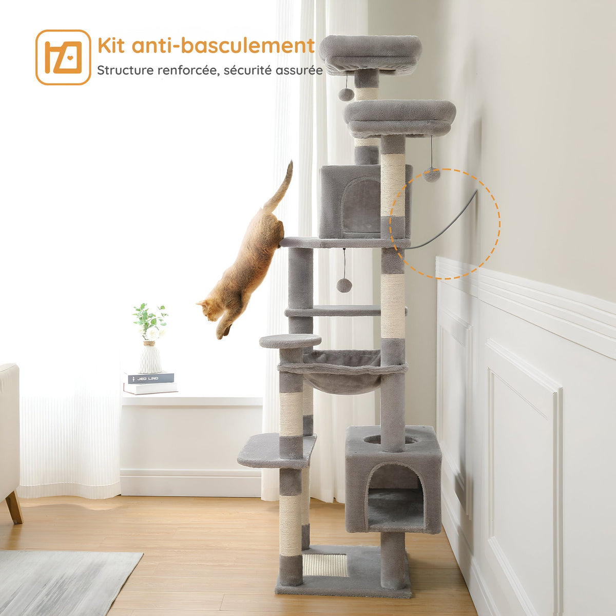 Arbre à chat xxl gris multiplateformes