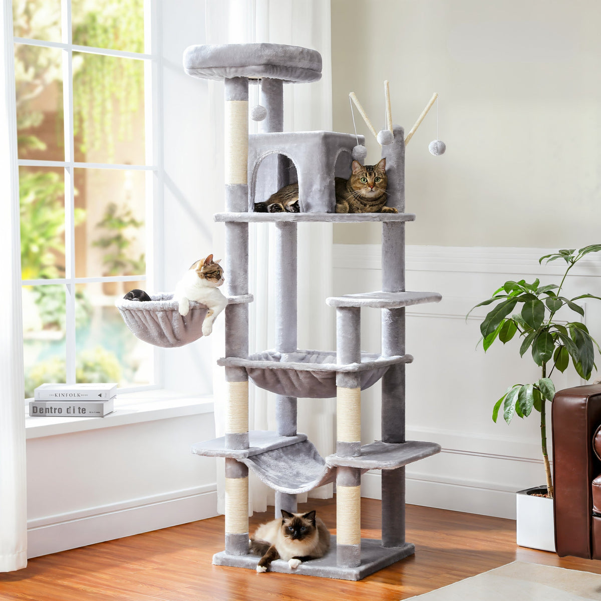 Arbre à chat xxl gris à hamac