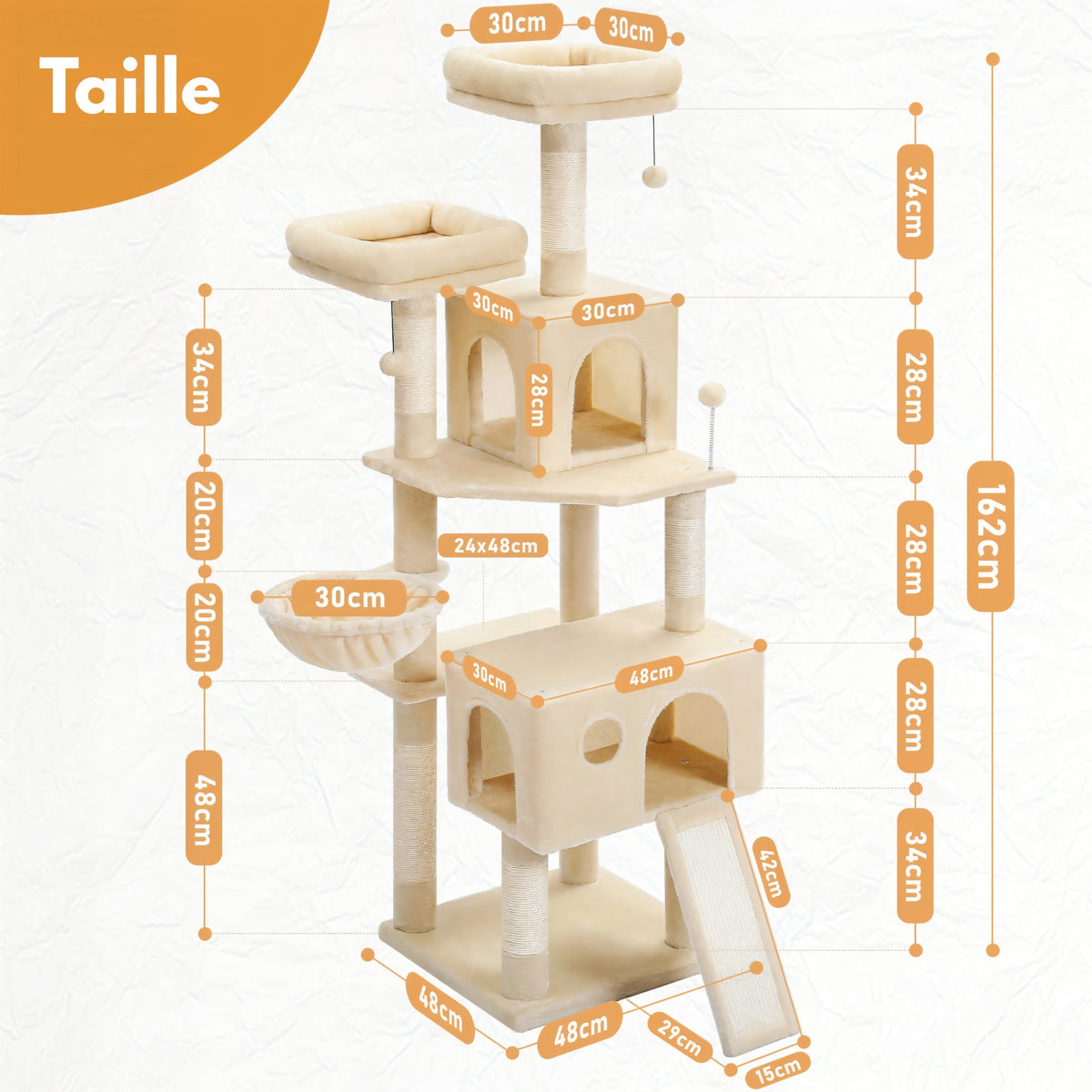 Arbre à chat beige xxl pelucheux