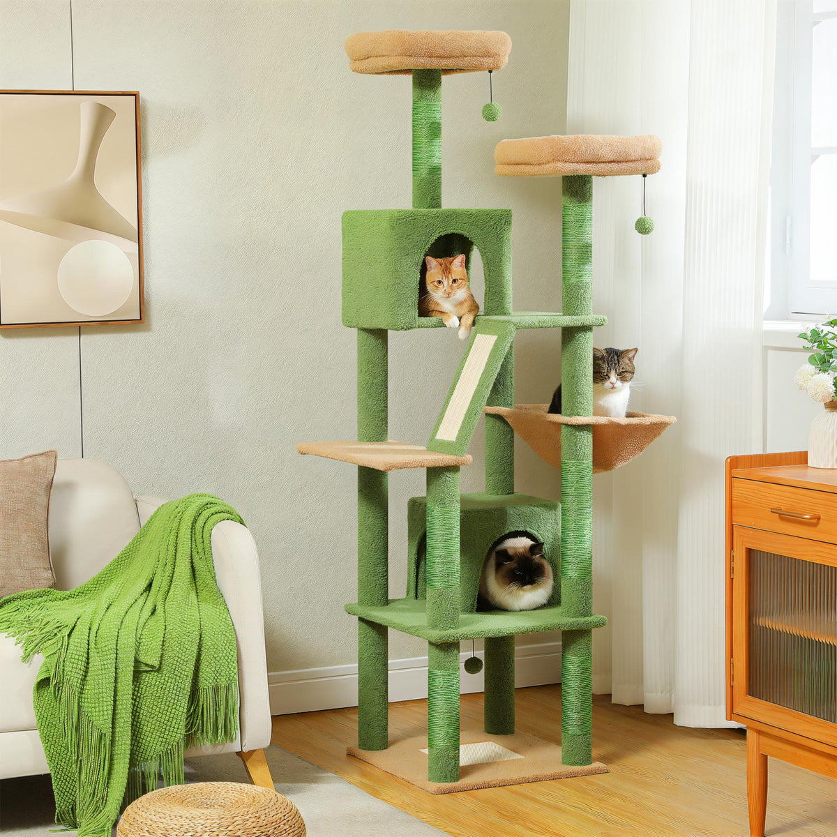 Arbre à chat pelucheux vert xxl stable