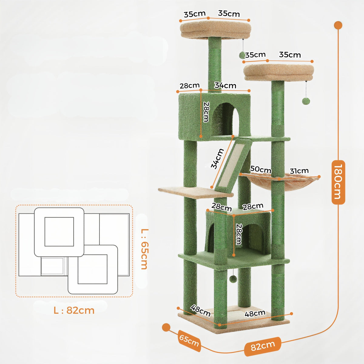 Arbre à chat pelucheux vert xxl stable