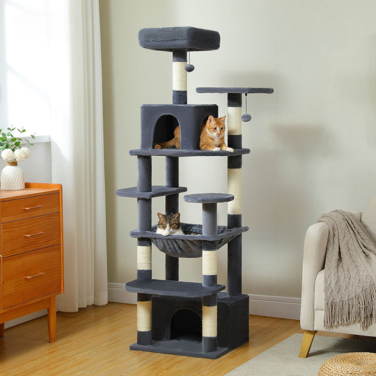 Arbre à chat avec hamax gris xxl