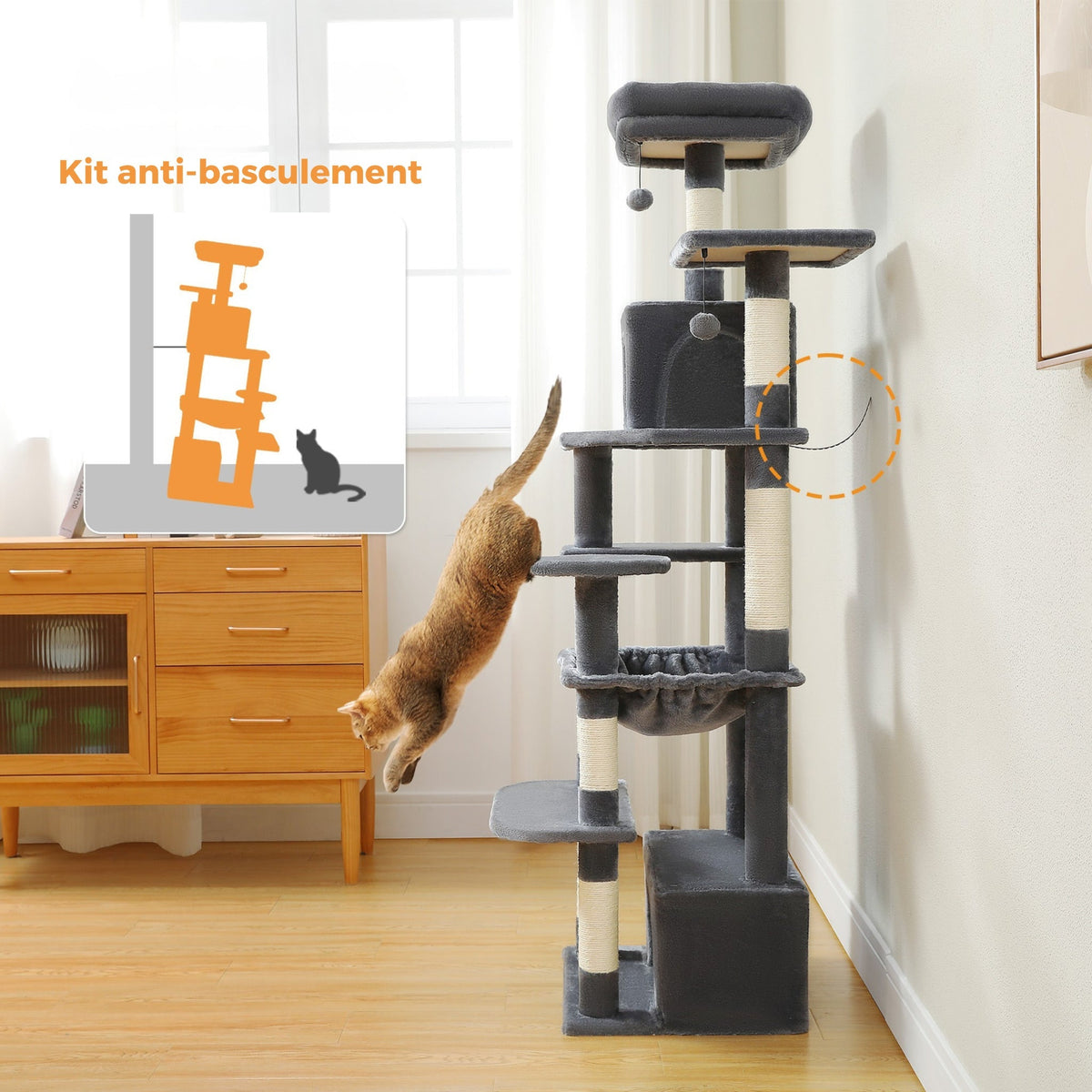 Arbre à chat avec hamax gris xxl