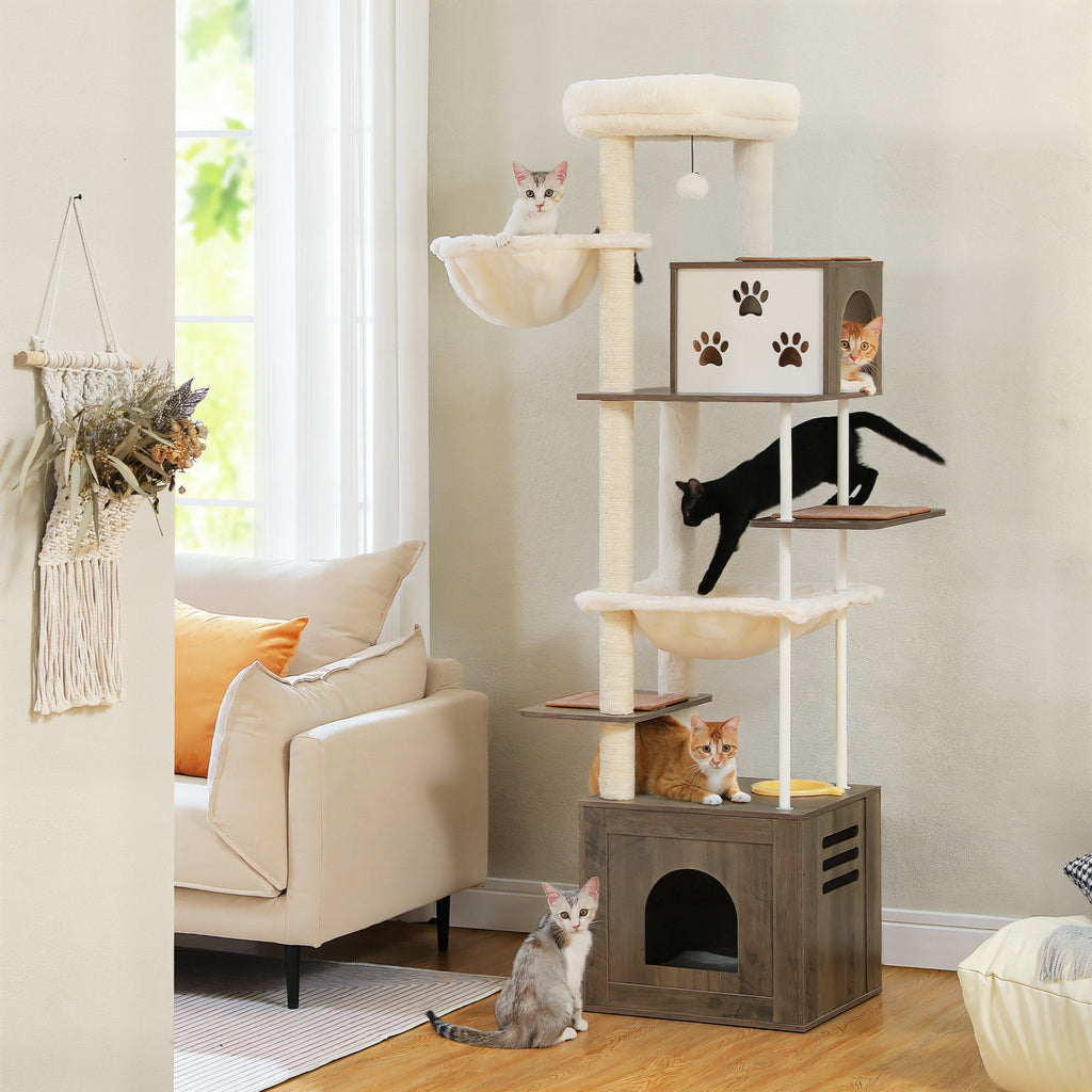 Arbre à chat en bois clair xxl