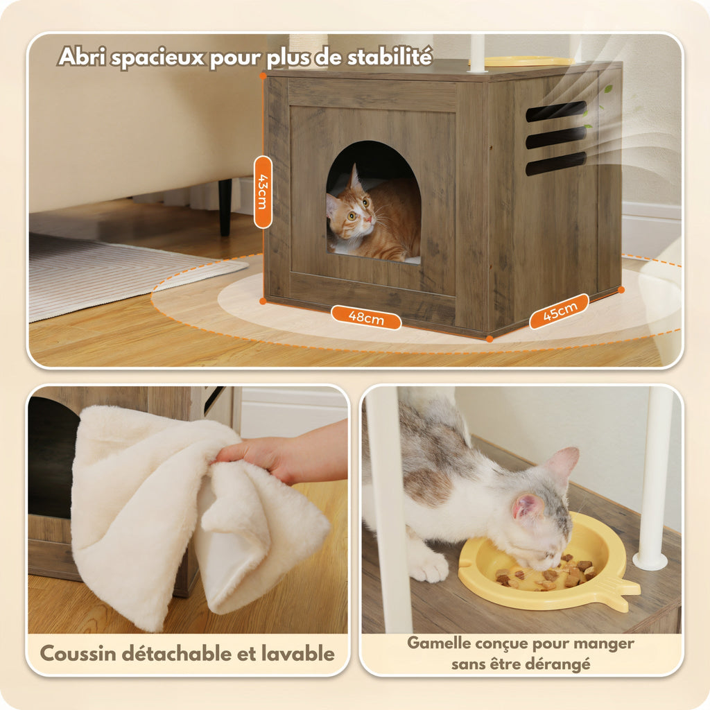 Arbre à chat en bois clair xxl