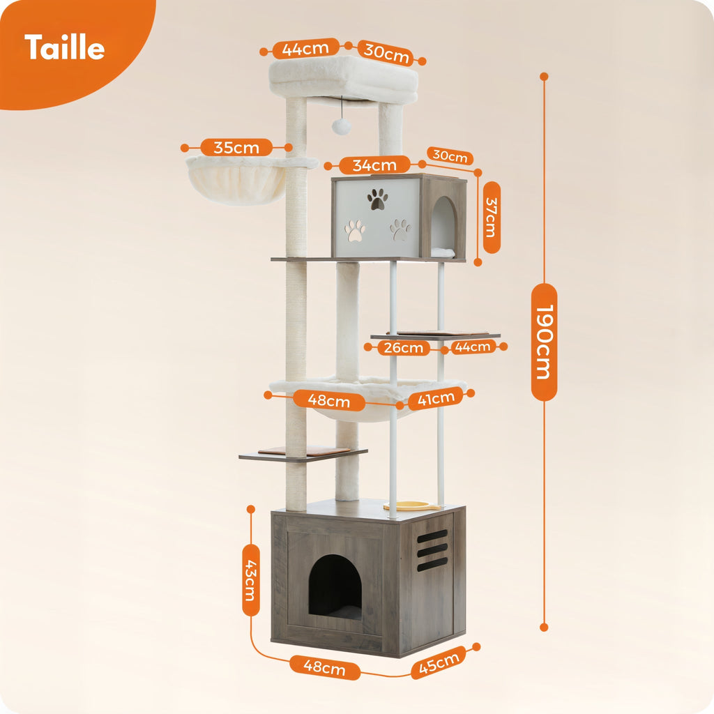 Arbre à chat en bois clair xxl