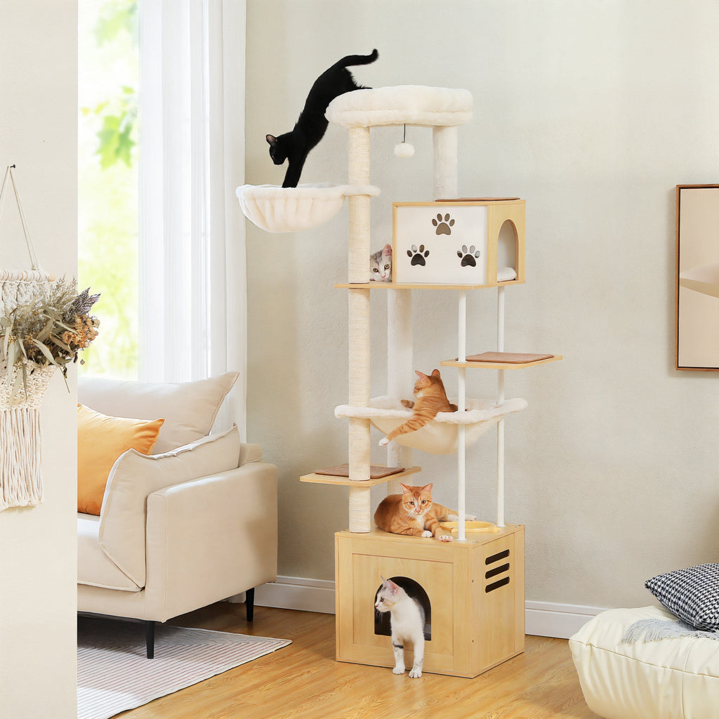 Arbre à chat avec hamac en bois