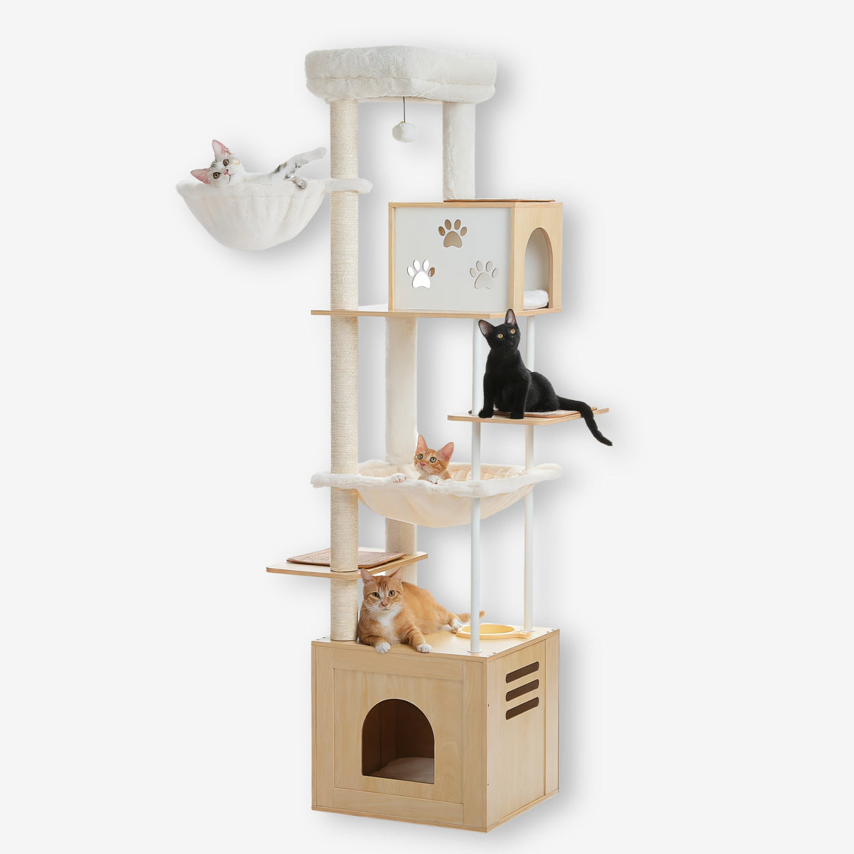 Arbre à chat avec hamac en bois