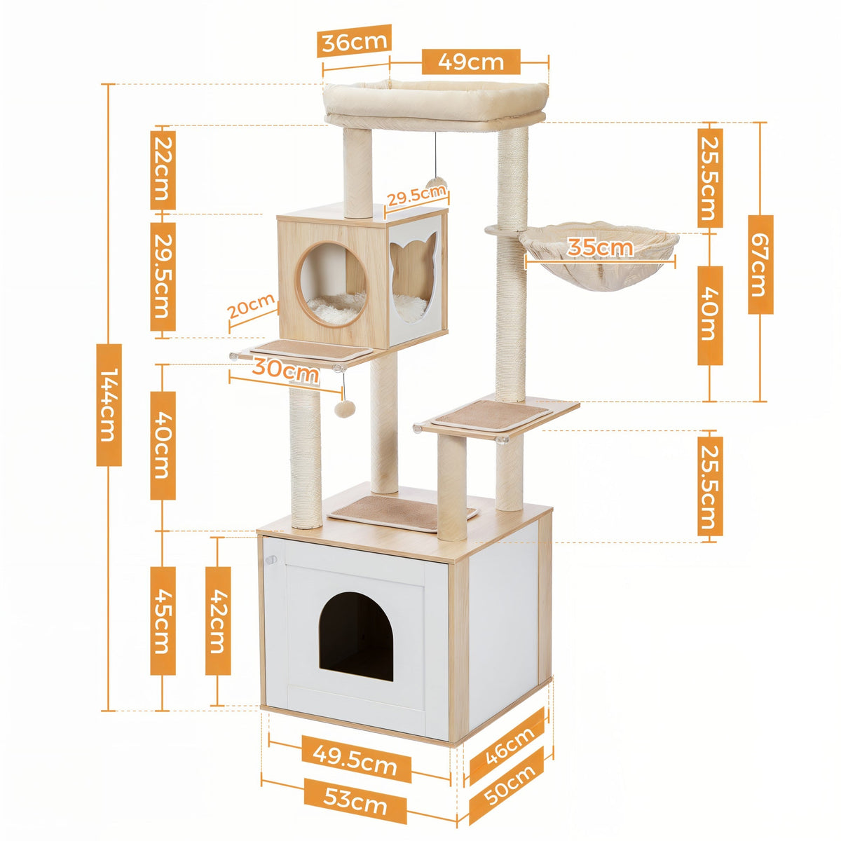 Arbre à chat avec litière en bois